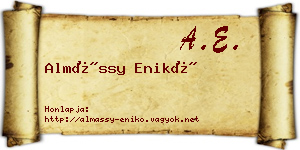 Almássy Enikő névjegykártya